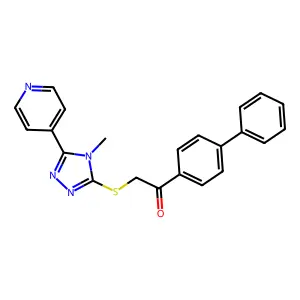 1-(biphenyl-4-yl)-2-(4-methyl-5-(pyridin-4-yl)-4H-1,2,4-triazol-3-ylthio)ethanone structure