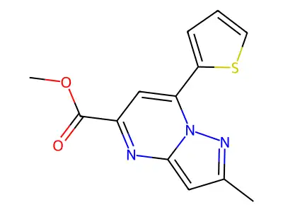 Methyl 2-methyl-7-(thiophen-2-yl)pyrazolo[1,5-a]pyrimidine-5-carboxylate structure