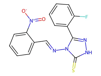 5-(2-Fluorophenyl)-2,4-dihydro-4-[[(2-nitrophenyl)methylene]amino]-3H-1,2,4-triazole-3-thione structure