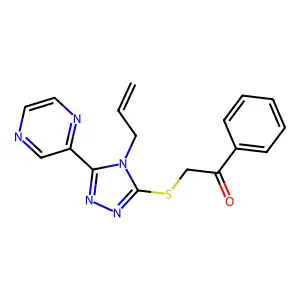 1-phenyl-2-{[4-(prop-2-en-1-yl)-5-(pyrazin-2-yl)-4H-1,2,4-triazol-3-yl]sulfanyl}ethanone structure