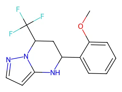 5-(2-methoxyphenyl)-7-(trifluoromethyl)-4,5,6,7-tetrahydropyrazolo[1,5-a]pyrimidine structure