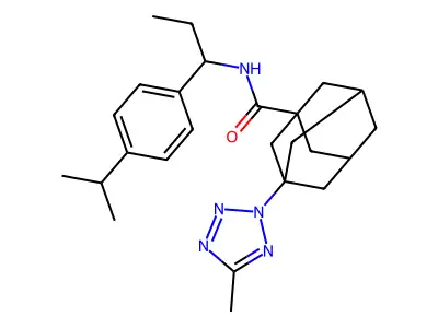 3-(5-methyltetrazol-2-yl)-N-[1-(4-propan-2-ylphenyl)propyl]adamantane-1-carboxamide structure