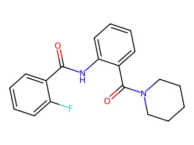 2-fluoro-N-[2-(piperidin-1-ylcarbonyl)phenyl]benzamide structure
