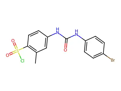 4-(3-(4-Bromophenyl)ureido)-2-methylbenzene-1-sulfonyl chloride structure