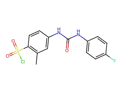 4-(3-(4-Fluorophenyl)ureido)-2-methylbenzene-1-sulfonyl chloride structure
