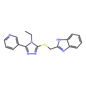 2-({[4-ethyl-5-(3-pyridinyl)-4H-1,2,4-triazol-3-yl]thio}methyl)-1H-benzimidazole structure