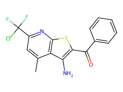 [3-amino-6-[chloro(difluoro)methyl]-4-methylthieno[2,3-b]pyridin-2-yl]-phenylmethanone structure