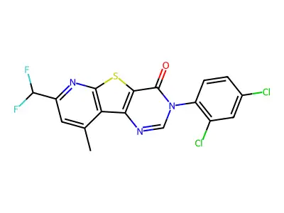 3-(2,4-dichlorophenyl)-7-(difluoromethyl)-9-methylpyrido[3',2':4,5]thieno[3,2-d]pyrimidin-4(3H)-one structure
