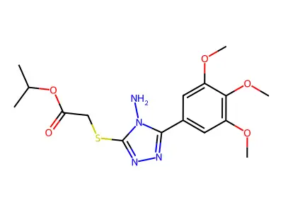 Isopropyl ((4-amino-5-(3,4,5-trimethoxyphenyl)4H-1,2,4-triazol-3-YL)thio)acetate structure