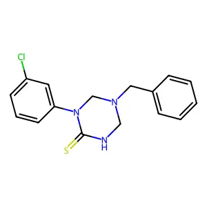 5-Benzyl-1-(3-chlorophenyl)-1,3,5-triazinane-2-thione structure