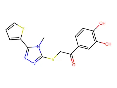 1-(3,4-dihydroxyphenyl)-2-[(4-methyl-5-thiophen-2-yl-1,2,4-triazol-3-yl)sulfanyl]ethanone structure