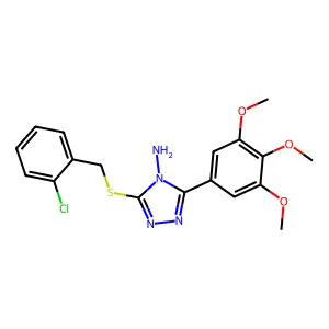 3-[(2-chlorobenzyl)sulfanyl]-5-(3,4,5-trimethoxyphenyl)-4H-1,2,4-triazol-4-amine structure
