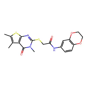 N-(2,3-dihydro-1,4-benzodioxin-6-yl)-2-[(3,5,6-trimethyl-4-oxo-3,4-dihydrothieno[2,3-d]pyrimidin-2-yl)sulfanyl]acetamide structure