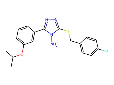 3-[(4-fluorobenzyl)sulfanyl]-5-[3-(propan-2-yloxy)phenyl]-4H-1,2,4-triazol-4-amine structure