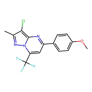 3-chloro-5-(4-methoxyphenyl)-2-methyl-7-(trifluoromethyl)pyrazolo[1,5-a]pyrimidine structure