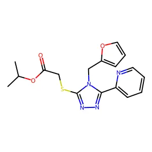 Methylethyl 2-[4-(2-furylmethyl)-5-(2-pyridyl)-1,2,4-triazol-3-ylthio]acetate structure