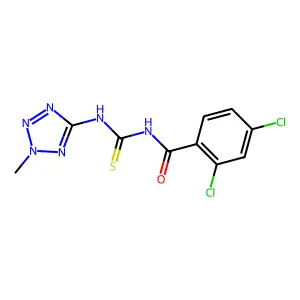 2,4-dichloro-N-[(2-methyltetrazol-5-yl)carbamothioyl]benzamide structure