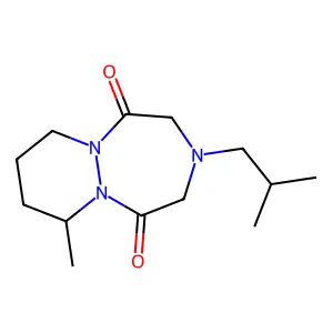 3-Isobutyl-7-methylhexahydro-1H-pyridazino(1,2-a)(1,2,5)triazepine-1,5(2H)-dione structure