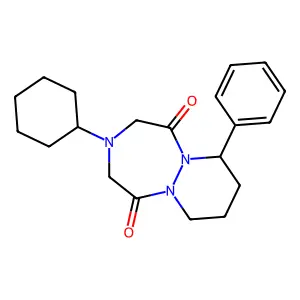3-Cyclohexyl-7-phenylhexahydro-1H-pyridazino(1,2-a)(1,2,5)triazepine-1,5(2H)-dione structure