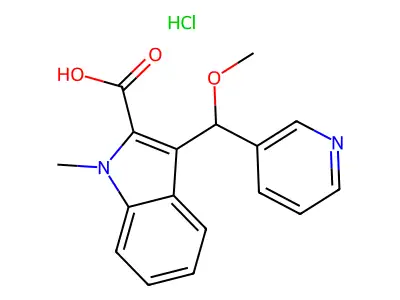 3-(Methoxy-3-pyridinylmethyl)-1-methyl-1H-indole-2-carboxylic acid monohydrochloride structure