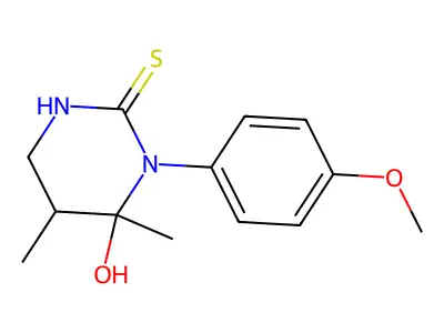 2(1H)-Pyrimidinethione, tetrahydro-4,5-dimethyl-4-hydroxy-3-(p-methoxyphenyl) structure