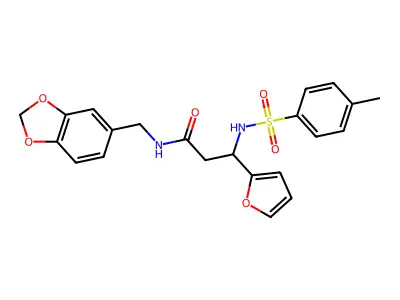 N-(benzo[1,3]dioxol-5-ylmethyl)-3-(2-furyl)-3-[(4-methylphenyl)sulfonylamino]propanamide structure