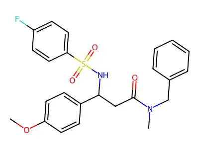 N-benzyl-3-[(4-fluorophenyl)sulfonylamino]-3-(4-methoxyphenyl)-N-methylpropanamide structure