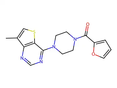 1-(Furan-2-carbonyl)-4-{7-methylthieno[3,2-d]pyrimidin-4-yl}piperazine structure