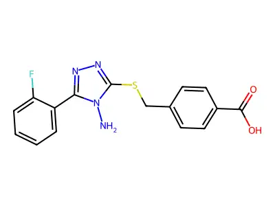 4-{[4-Amino-5-(2-fluorophenyl)-1,2,4-triazol-3-ylthio]methyl}benzoic acid structure