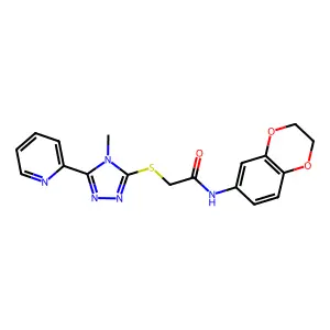 N-(2,3-dihydro-1,4-benzodioxin-6-yl)-2-{[4-methyl-5-(pyridin-2-yl)-4H-1,2,4-triazol-3-yl]sulfanyl}acetamide structure