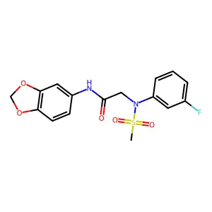 N-(1,3-benzodioxol-5-yl)-2-(3-fluoro-N-methylsulfonylanilino)acetamide structure