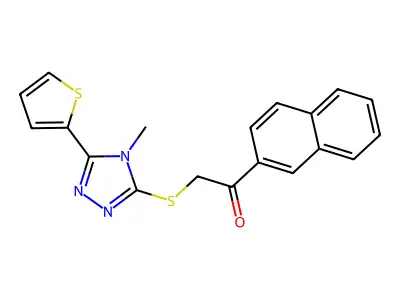 2-{[4-methyl-5-(thiophen-2-yl)-4H-1,2,4-triazol-3-yl]sulfanyl}-1-(naphthalen-2-yl)ethanone structure