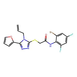 N-(2-bromo-4,6-difluorophenyl)-2-{[5-(furan-2-yl)-4-(prop-2-en-1-yl)-4H-1,2,4-triazol-3-yl]sulfanyl}acetamide structure