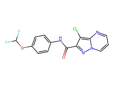 3-chloro-N-[4-(difluoromethoxy)phenyl]pyrazolo[1,5-a]pyrimidine-2-carboxamide structure
