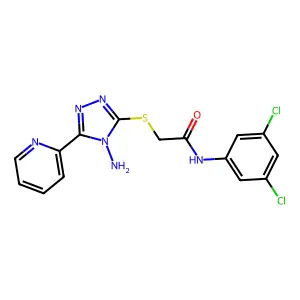 2-((4-amino-5-(pyridin-2-yl)-4H-1,2,4-triazol-3-yl)thio)-N-(3,5-dichlorophenyl)acetamide structure