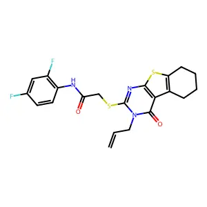 N-(2,4-difluorophenyl)-2-{[4-oxo-3-(prop-2-en-1-yl)-3,4,5,6,7,8-hexahydro[1]benzothieno[2,3-d]pyrimidin-2-yl]sulfanyl}acetamide structure