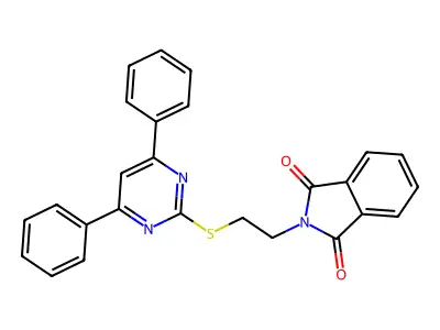 2-[2-(4,6-Diphenylpyrimidin-2-yl)sulfanylethyl]isoindole-1,3-dione structure