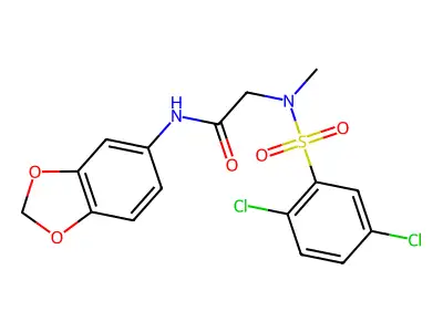 N-(1,3-benzodioxol-5-yl)-2-[(2,5-dichlorophenyl)sulfonyl-methylamino]acetamide structure