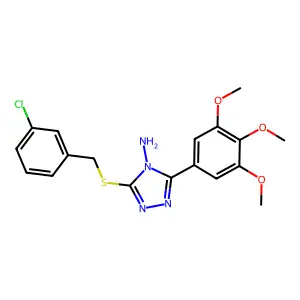 3-[(3-chlorobenzyl)sulfanyl]-5-(3,4,5-trimethoxyphenyl)-4H-1,2,4-triazol-4-amine structure