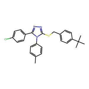 3-((4-Tert-butylbenzyl)thio)-5-(4-CL-PH)-4-(4-methylphenyl)-4H-1,2,4-triazole structure