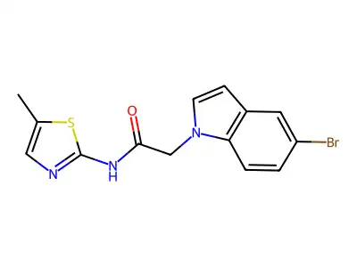 2-(5-bromo-1H-indol-1-yl)-N-(5-methyl-1,3-thiazol-2-yl)acetamide structure