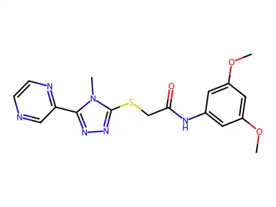 N-(3,5-dimethoxyphenyl)-2-{[4-methyl-5-(pyrazin-2-yl)-4H-1,2,4-triazol-3-yl]sulfanyl}acetamide structure