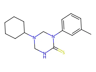 5-Cyclohexyl-1-(3-methylphenyl)-1,3,5-triazinane-2-thione structure