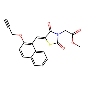 methyl [(5E)-2,4-dioxo-5-{[2-(prop-2-yn-1-yloxy)naphthalen-1-yl]methylidene}-1,3-thiazolidin-3-yl]acetate structure