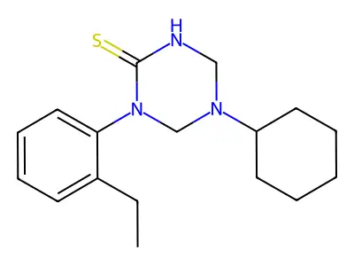 5-Cyclohexyl-1-(2-ethylphenyl)-1,3,5-triazinane-2-thione structure