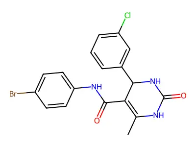 N-(4-bromophenyl)-4-(3-chlorophenyl)-6-methyl-2-oxo-1,2,3,4-tetrahydropyrimidine-5-carboxamide structure