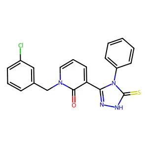 1-(3-chlorobenzyl)-3-(4-phenyl-5-sulfanyl-4H-1,2,4-triazol-3-yl)-2(1H)-pyridinone structure