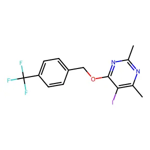 5-Iodo-2,4-dimethyl-6-{[4-(trifluoromethyl)benzyl]oxy}pyrimidine structure