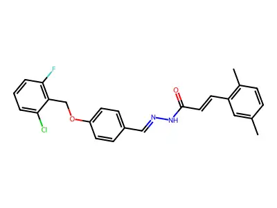 (E)-N'-((E)-{4-[(2-chloro-6-fluorobenzyl)oxy]phenyl}methylidene)-3-(2,5-dimethylphenyl)-2-propenohydrazide structure