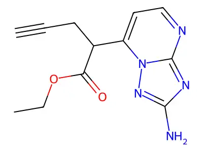 Ethyl 2-(2-amino[1,2,4]triazolo[1,5-a]pyrimidin-7-yl)-4-pentynoate structure